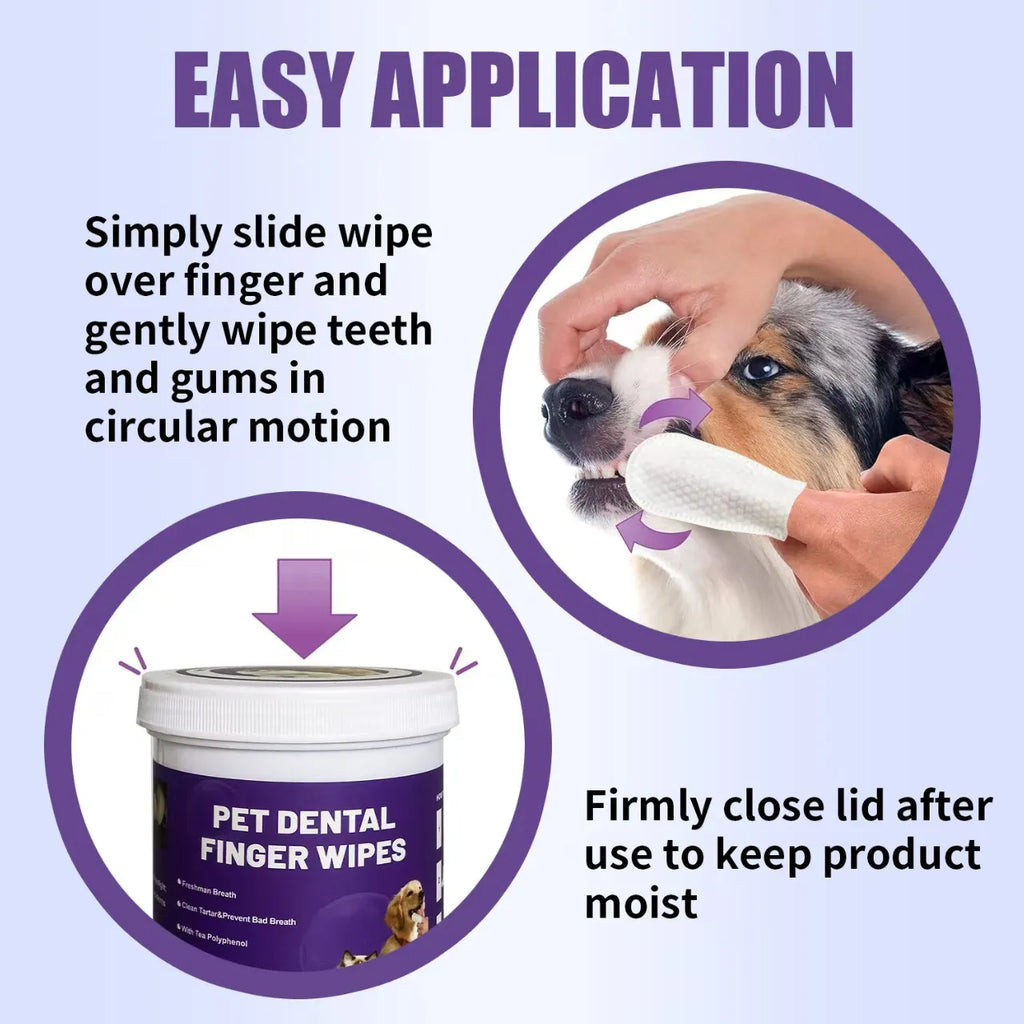 DeepSweep Pet Dental Finger Wipes for Dogs & Cats – 50 Count