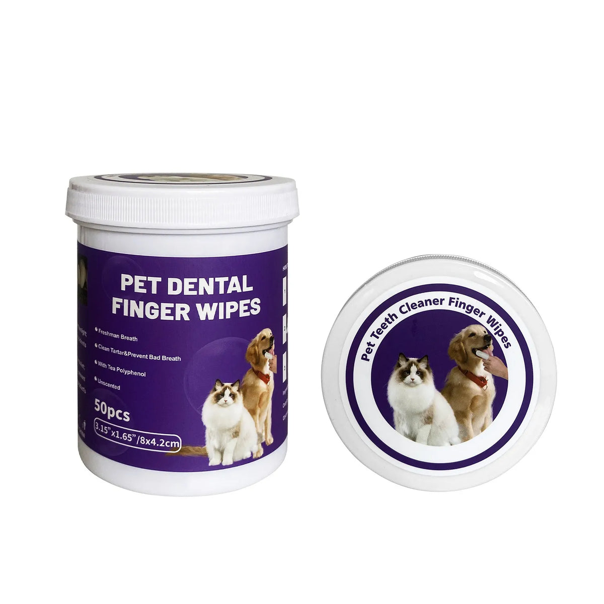 DeepSweep Pet Dental Finger Wipes for Dogs & Cats – 50 Count