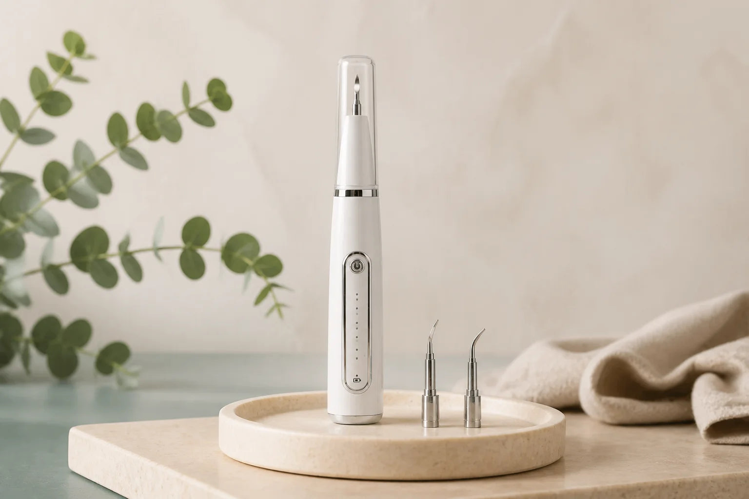 DeepSweep ultrasonic dog dental-care device with two cleaning attachments